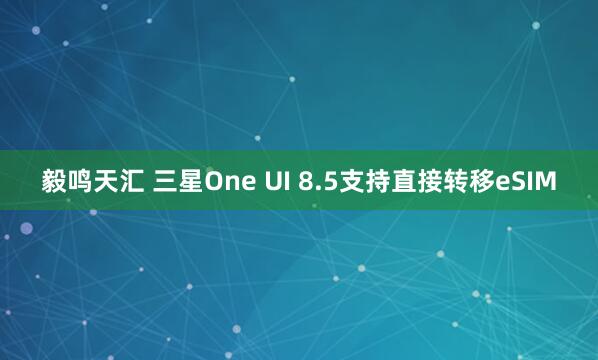 毅鸣天汇 三星One UI 8.5支持直接转移eSIM
